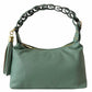 Modarno Borsetta a Mano Piccola In Vera Pelle Made in Italy Con Manico Intrecciato 26x10x16 cm