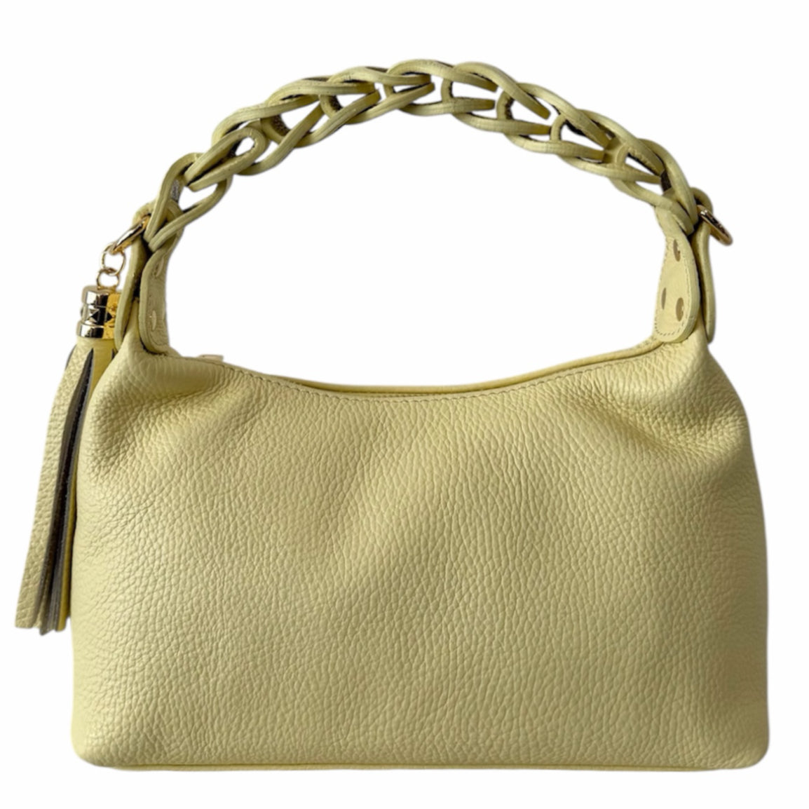 Modarno Borsetta a Mano Piccola In Vera Pelle Made in Italy Con Manico Intrecciato 26x10x16 cm