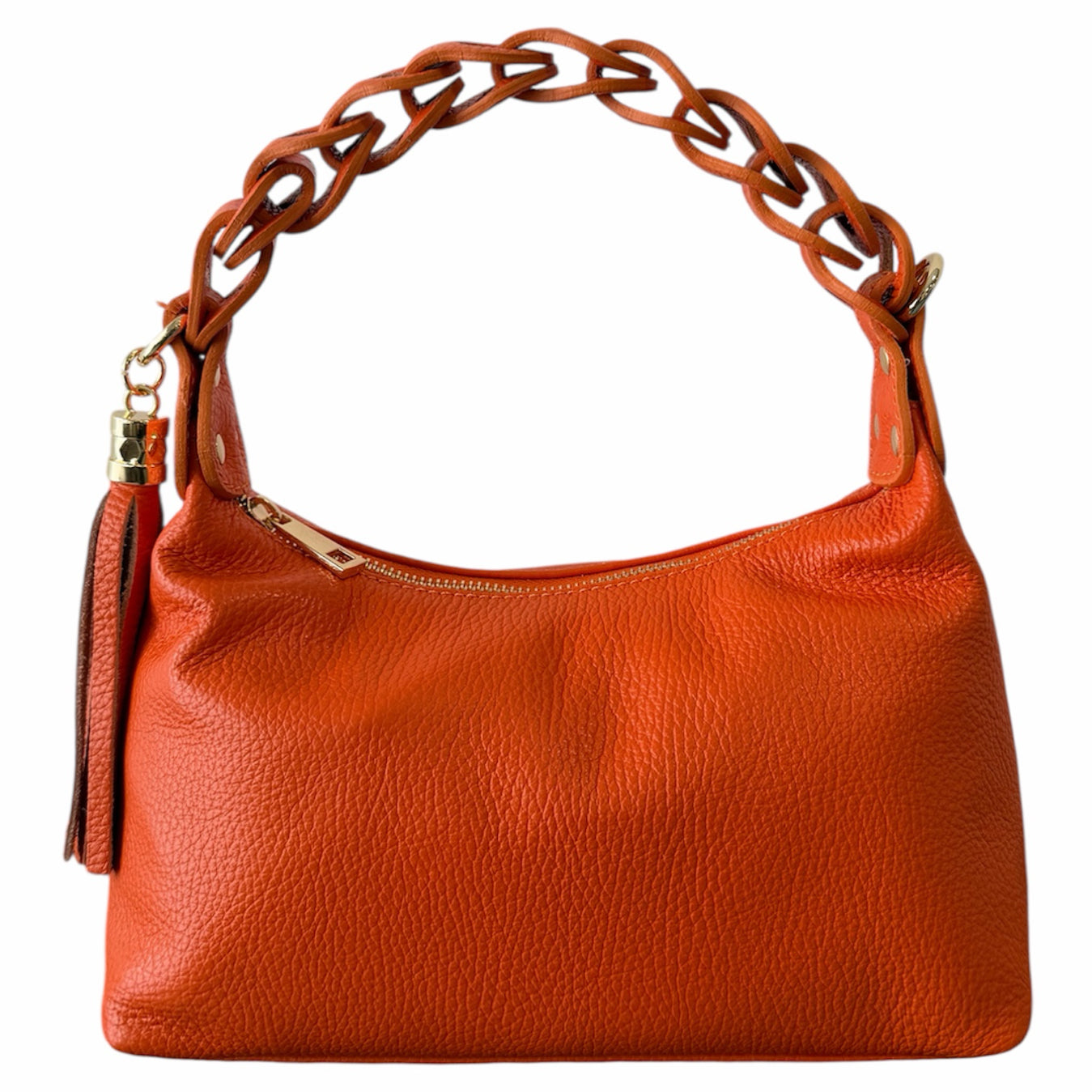 Modarno Borsetta a Mano Piccola In Vera Pelle Made in Italy Con Manico Intrecciato 26x10x16 cm