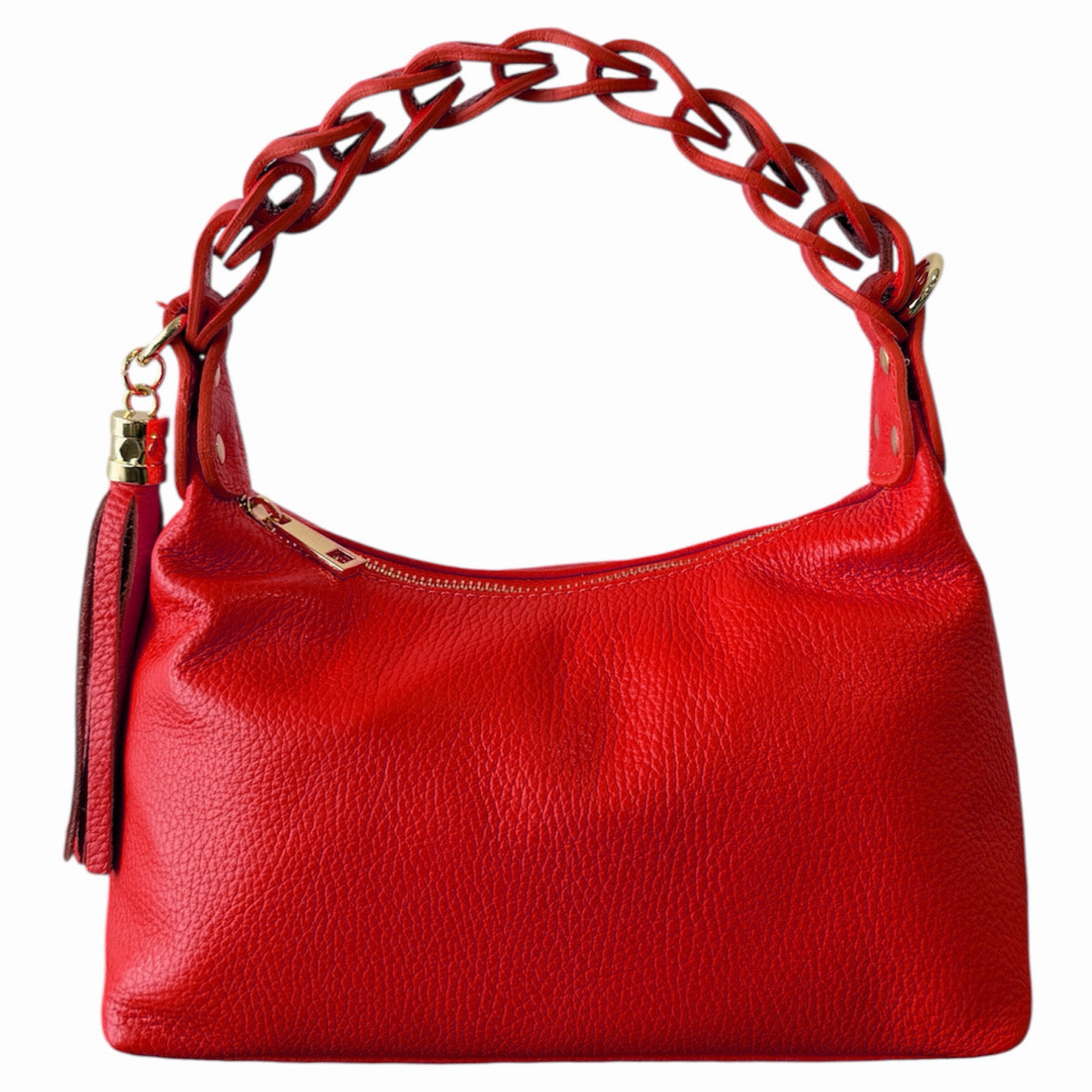 Modarno Borsetta a Mano Piccola In Vera Pelle Made in Italy Con Manico Intrecciato 26x10x16 cm