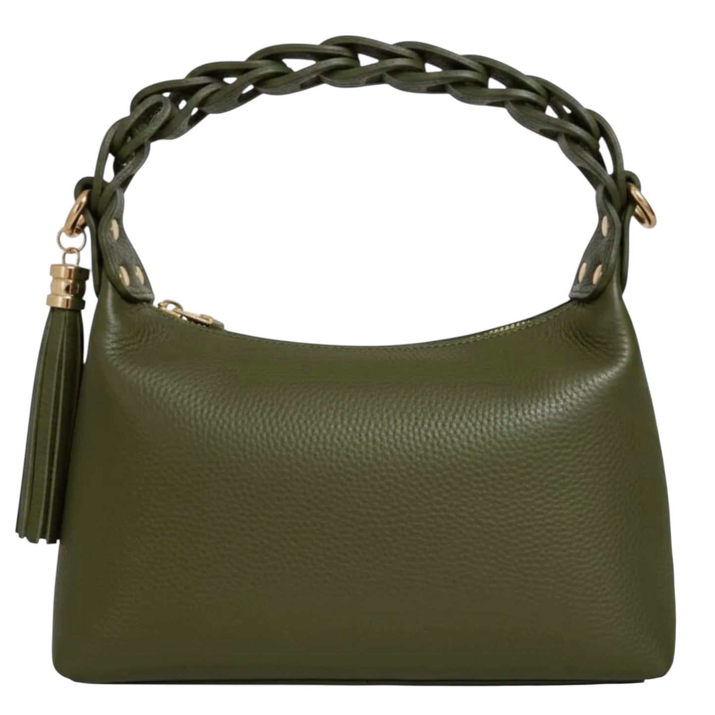 Modarno Borsetta a Mano Piccola In Vera Pelle Made in Italy Con Manico Intrecciato 26x10x16 cm