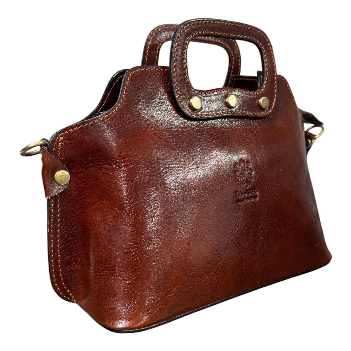 Modarno Borsa donna a mano e a tracolla in vera pelle Pieno Fiore 32x13x20 cm