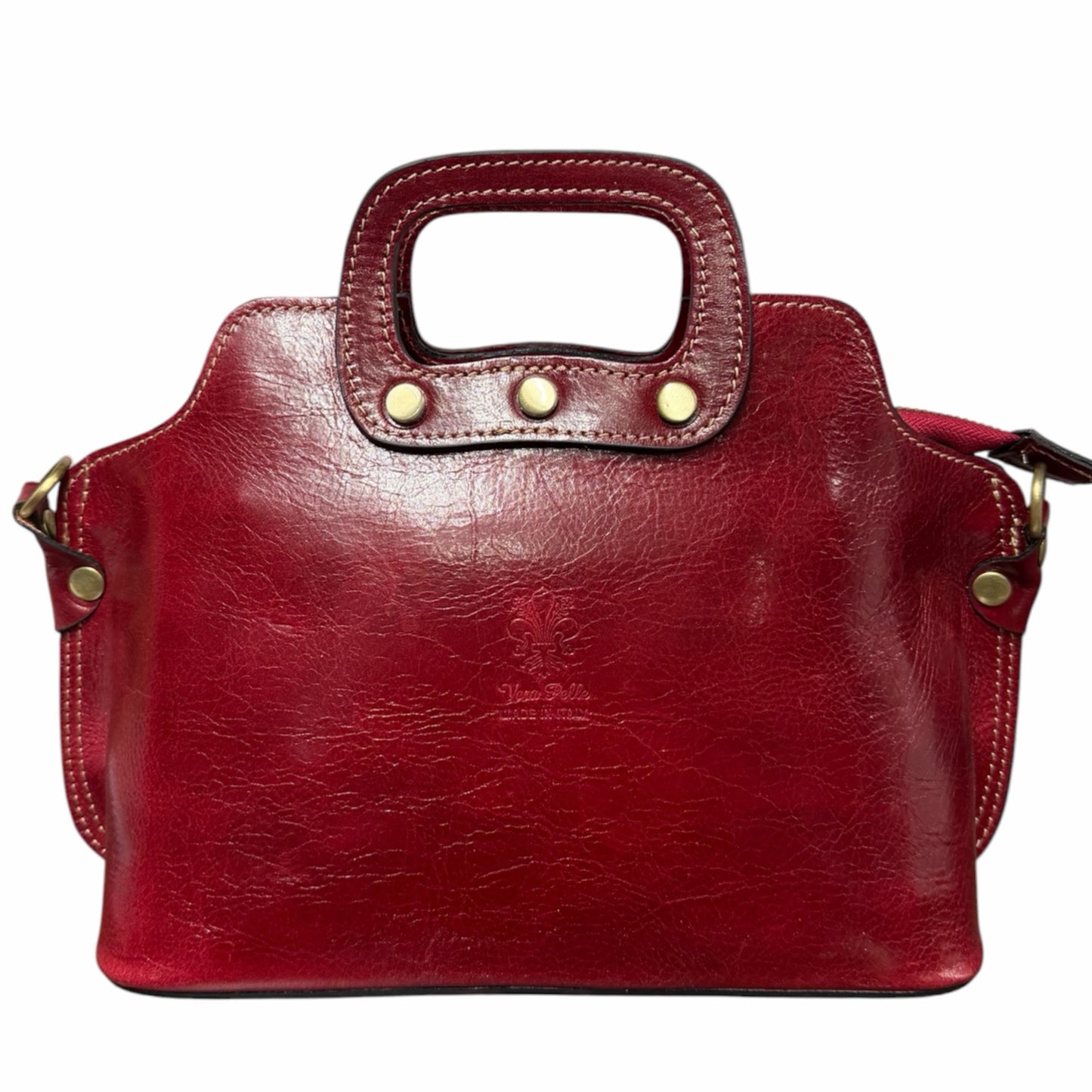 Modarno Borsa donna a mano e a tracolla in vera pelle Pieno Fiore 32x13x20 cm