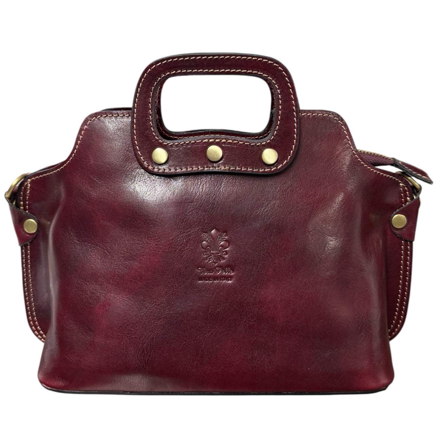 Modarno Borsa donna a mano e a tracolla in vera pelle Pieno Fiore 32x13x20 cm