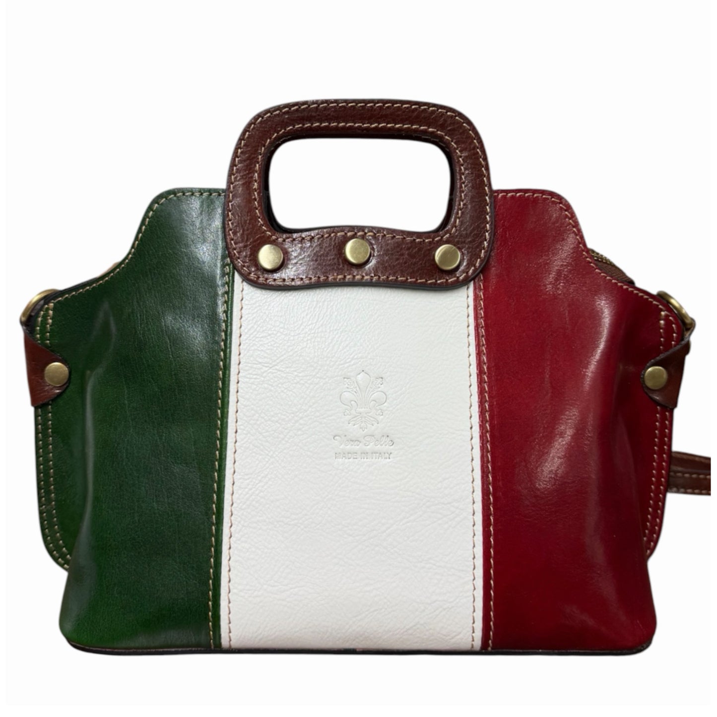 Modarno Borsa donna a mano e a tracolla in vera pelle Pieno Fiore 32x13x20 cm