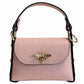 Modarno mini bag in genuine dollar leather with bee-shaped lobster clasp closure, side studs, removable metal chain, leather handle