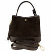 Modarno Borsa Secchiello Grande in camoscio con dettagli in vera pelle 25x14x23 cm