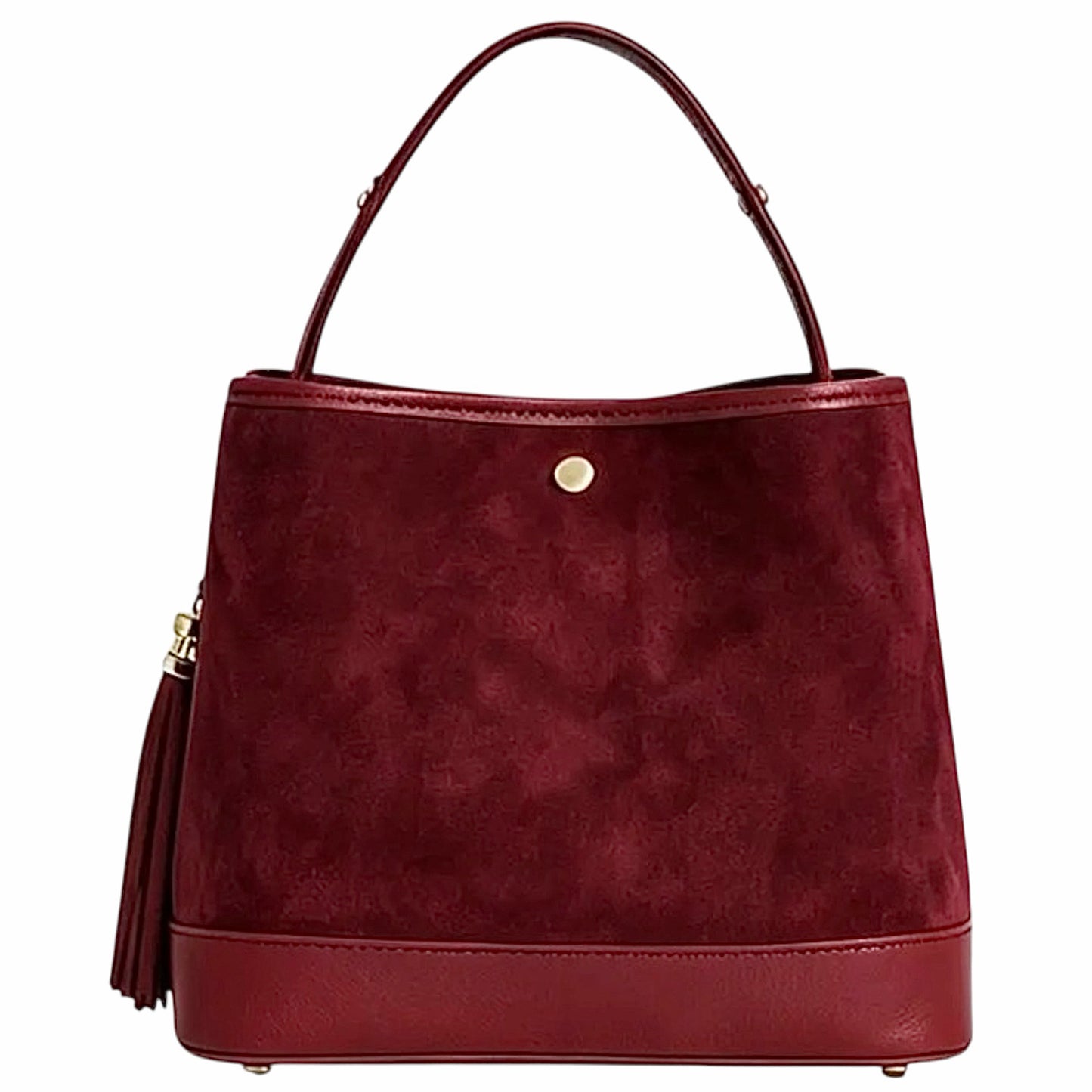 Modarno Borsa Secchiello Grande in camoscio con dettagli in vera pelle 25x14x23 cm