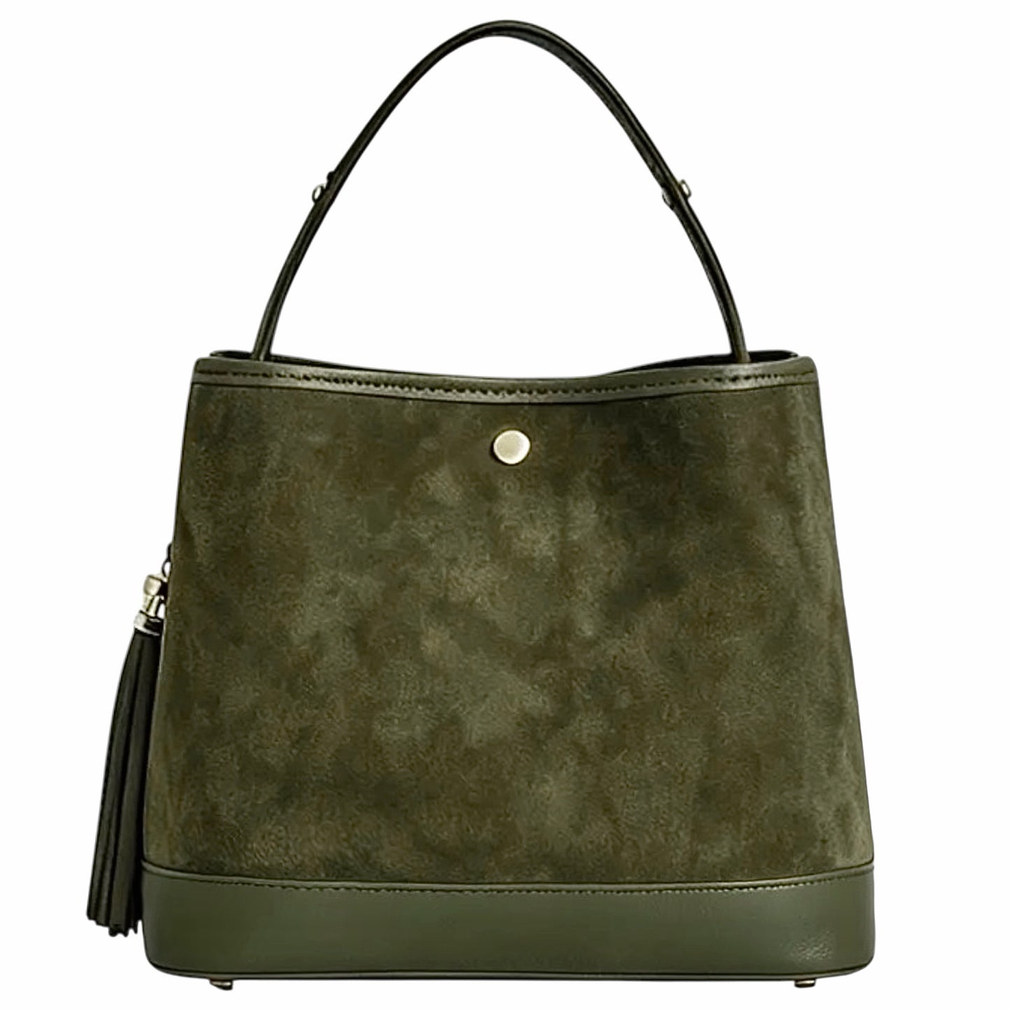 Modarno Borsa Secchiello Grande in camoscio con dettagli in vera pelle 25x14x23 cm