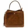 Modarno Borsetta a Secchiello in camoscio con dettagli in vera pelle 20x11x18 cm