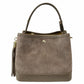Modarno Borsetta a Secchiello in camoscio con dettagli in vera pelle 20x11x18 cm