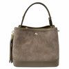 Modarno Borsetta a Secchiello in camoscio con dettagli in vera pelle 20x11x18 cm