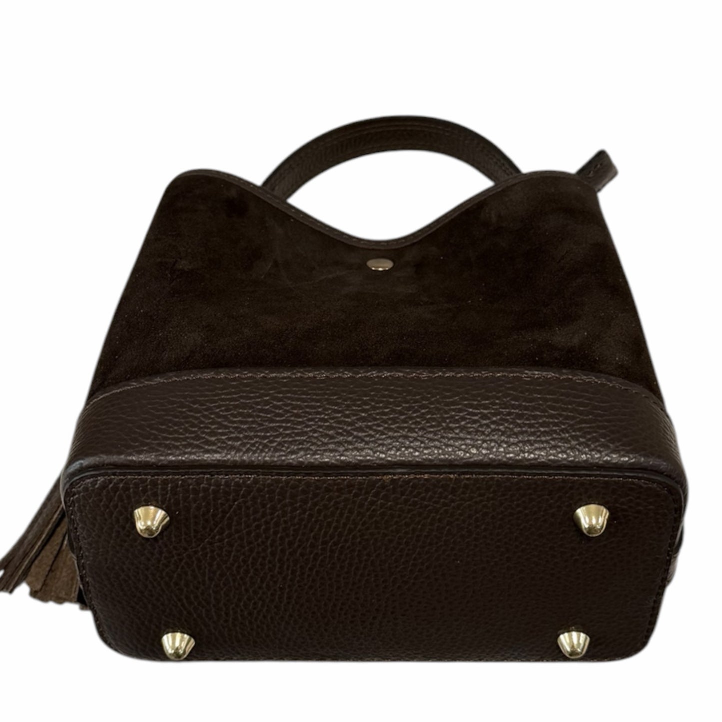 Modarno Borsetta a Secchiello in camoscio con dettagli in vera pelle 20x11x18 cm