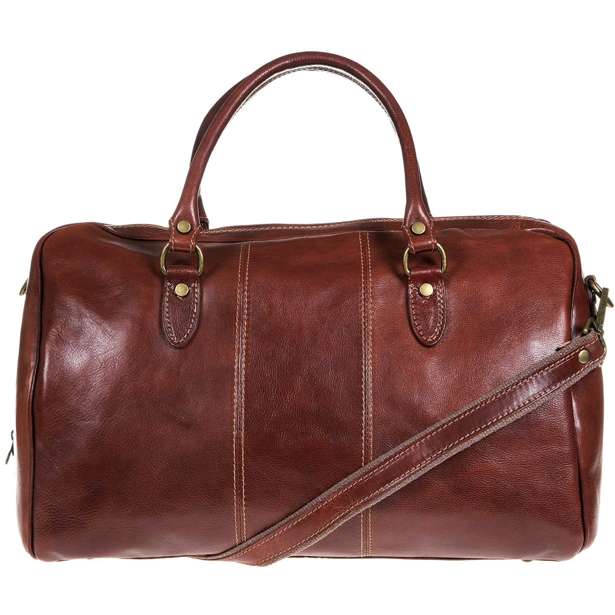 Modarno Borsone viaggio in pelle da uomo e donna borsa viaggio e borsa sport tinta unita in Vera Pelle Made in Italy