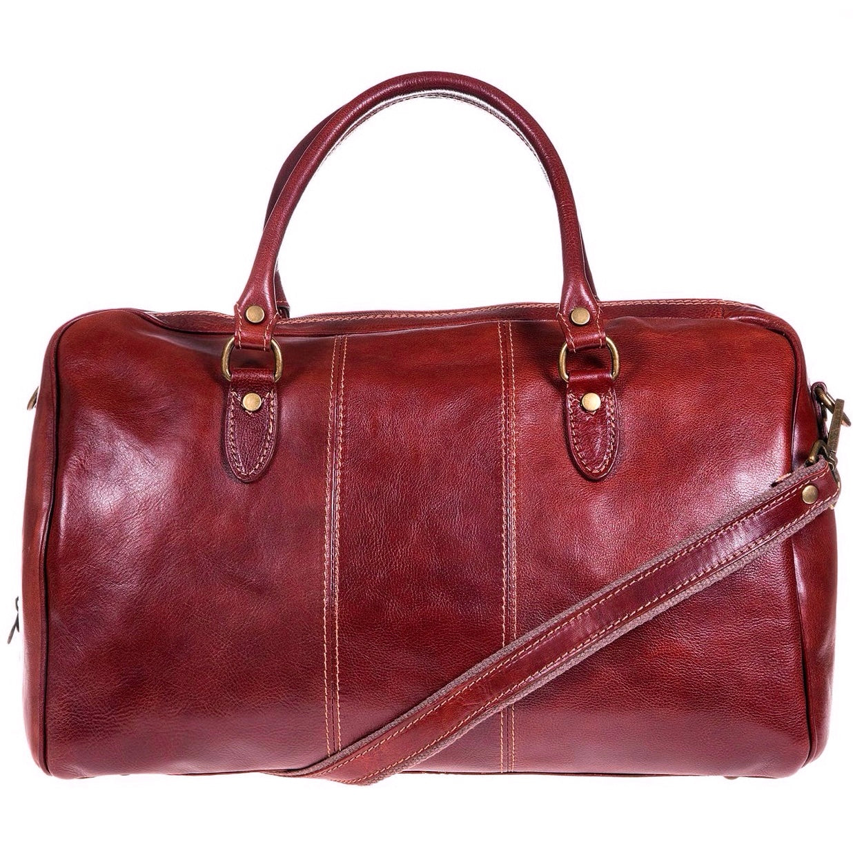 Modarno Borsone viaggio in pelle da uomo e donna borsa viaggio e borsa sport tinta unita in Vera Pelle Made in Italy