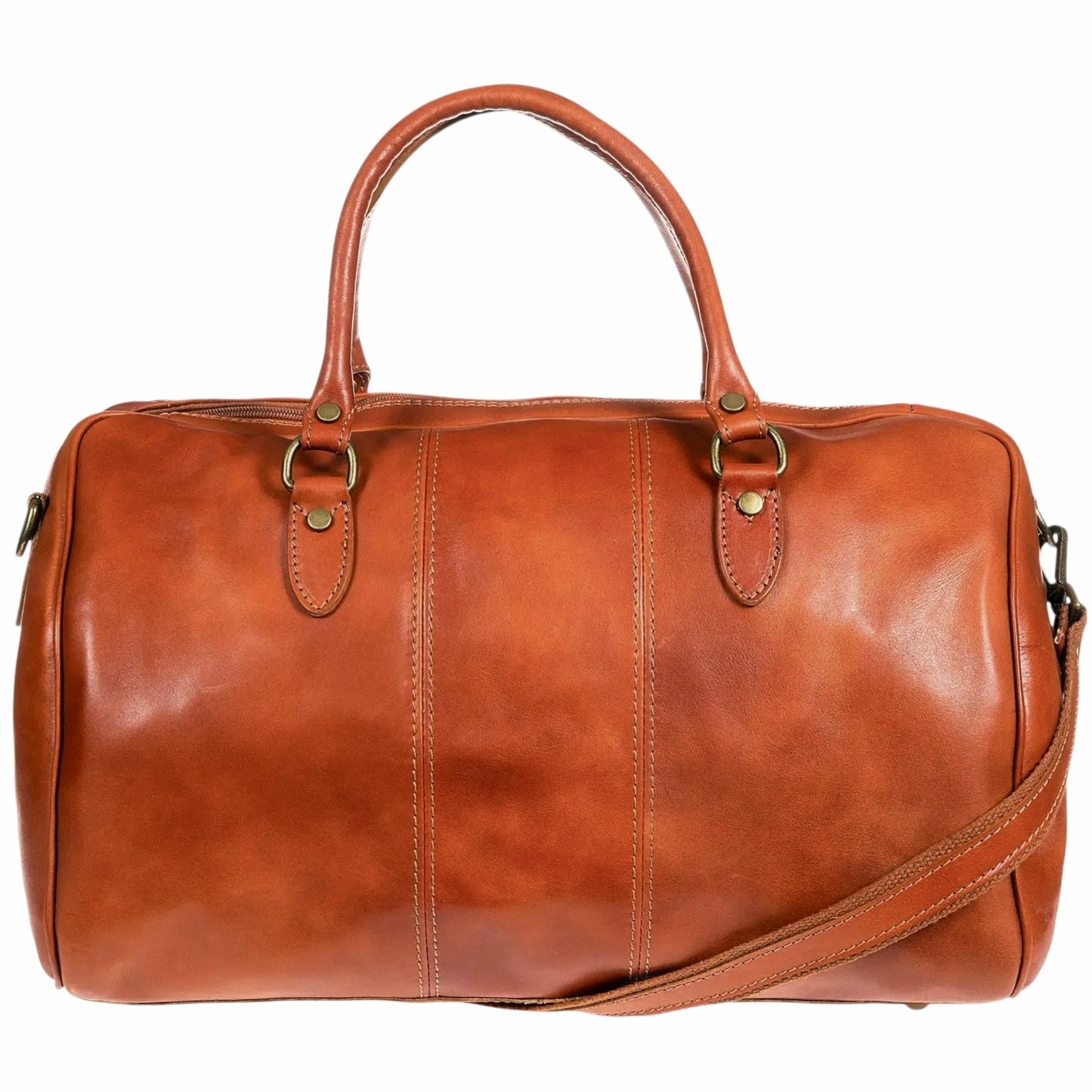 Modarno Borsone viaggio in pelle da uomo e donna borsa viaggio e borsa sport tinta unita in Vera Pelle Made in Italy