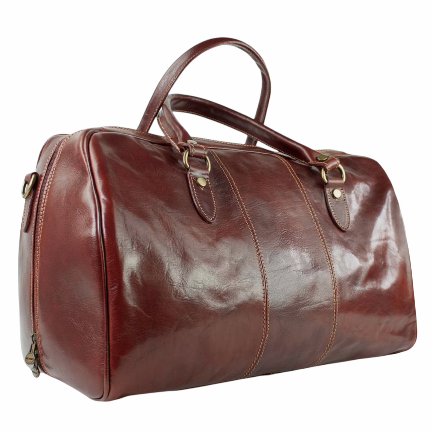 Modarno Borsone viaggio in pelle da uomo e donna borsa viaggio e borsa sport tinta unita in Vera Pelle Made in Italy