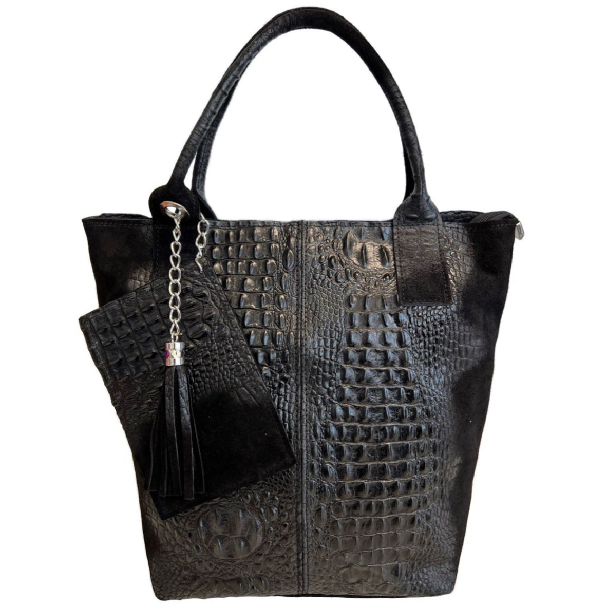 Modarno Borsa donna a mano in camoscio Effetto Cocco 26x16x35 cm