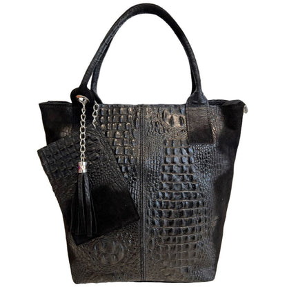 Modarno Borsa donna a mano in camoscio Effetto Cocco 26x16x35 cm