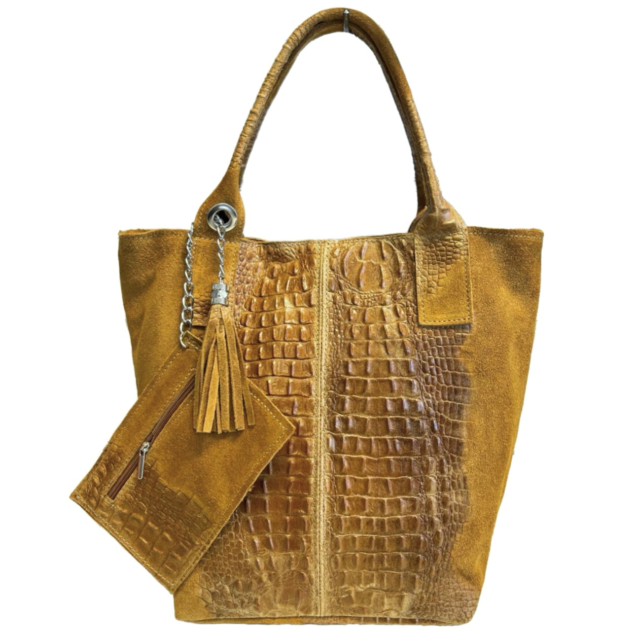 Modarno Borsa donna a mano in camoscio Effetto Cocco 26x16x35 cm