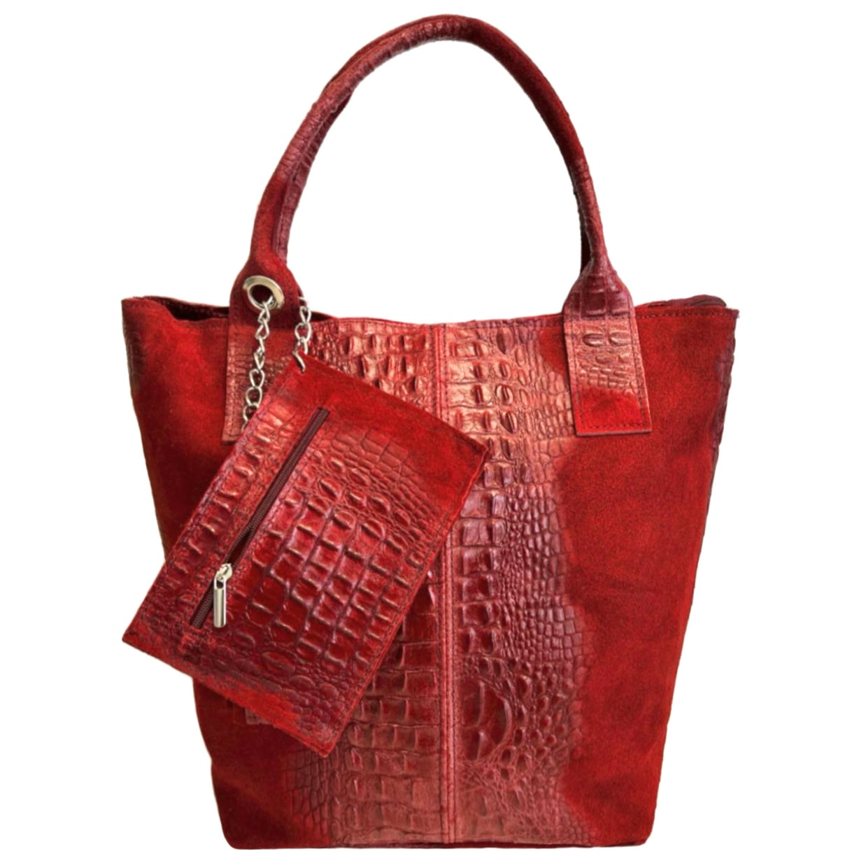 Modarno Borsa donna a mano in camoscio Effetto Cocco 26x16x35 cm