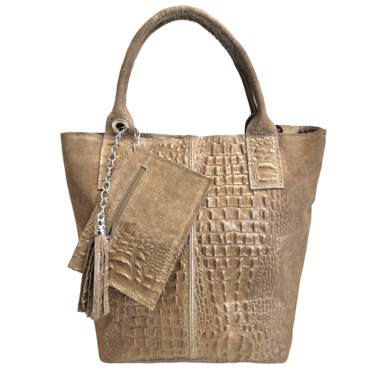 Modarno Borsa donna a mano in camoscio Effetto Cocco 26x16x35 cm