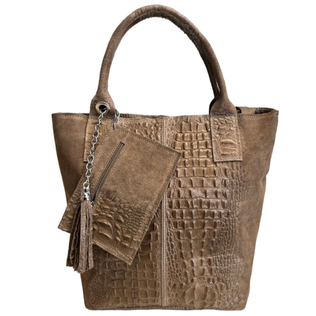Modarno Borsa donna a mano in camoscio Effetto Cocco 26x16x35 cm