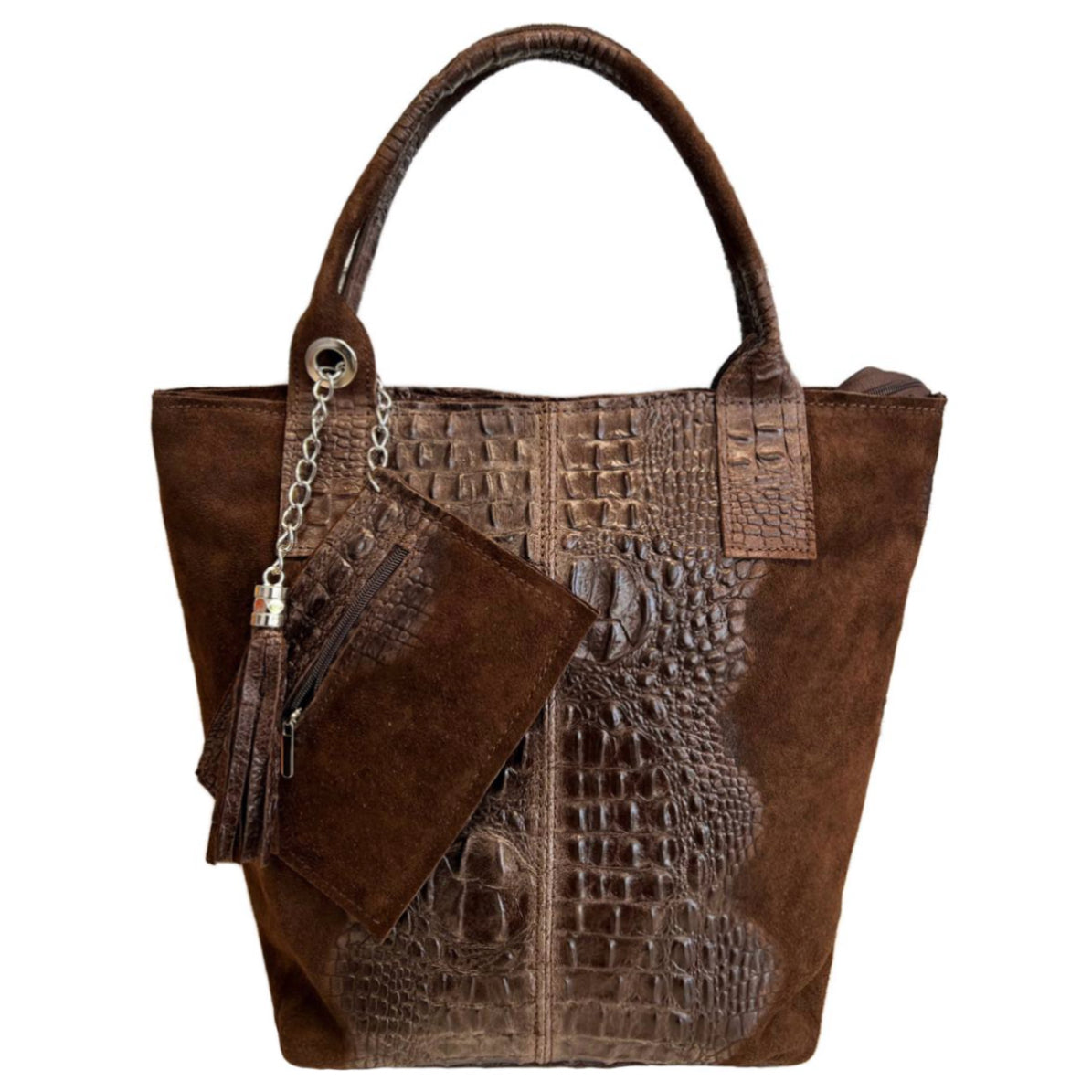 Modarno Borsa donna a mano in camoscio Effetto Cocco 26x16x35 cm