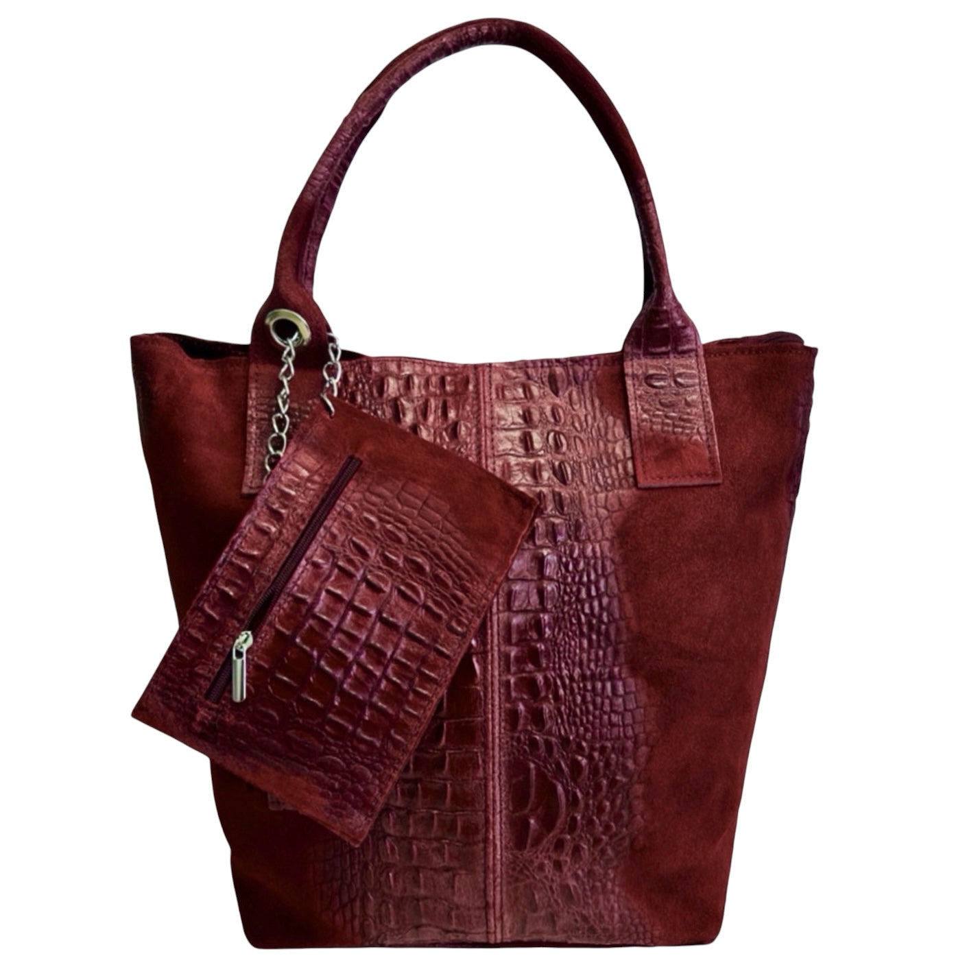 Modarno Borsa donna a mano in camoscio Effetto Cocco 26x16x35 cm