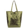 Modarno – Schultertasche aus Metallic-Leder mit Doppelgriff und Innentasche aus Metallic-Leder