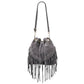 Modarno Borsa in pelle scamosciata con frangie 26x13x26 cm