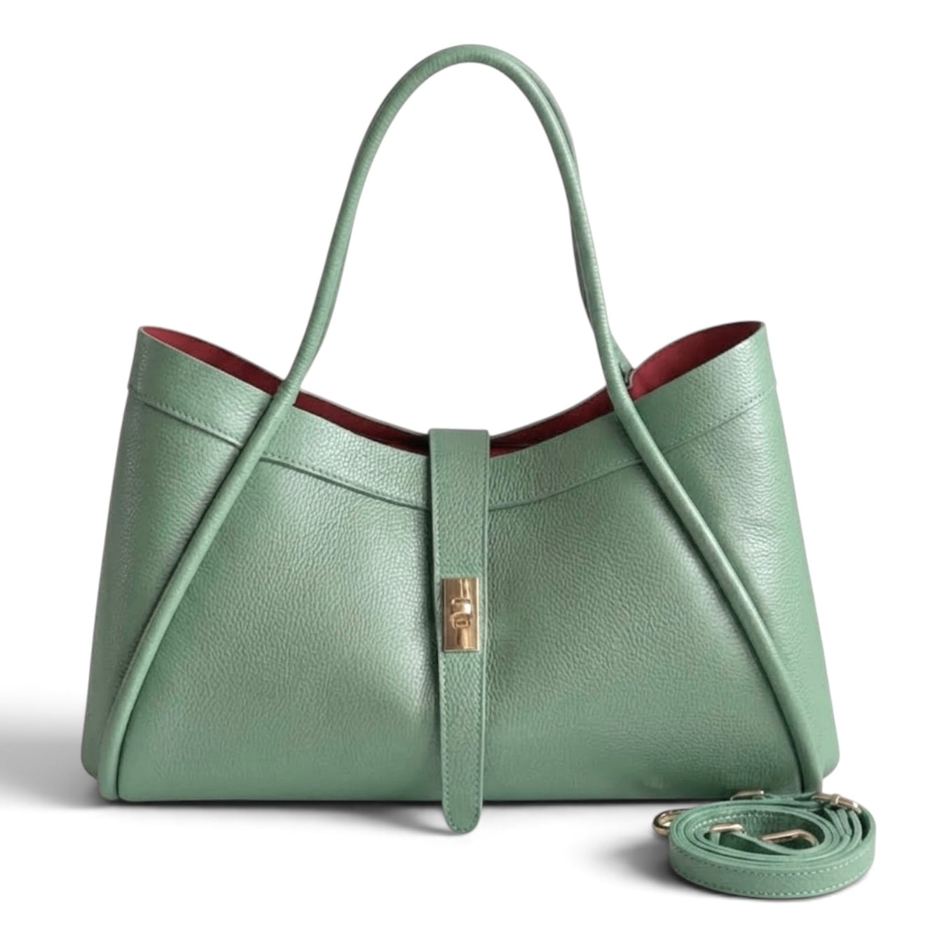 Modarno Borsa a Mano In Vera Pelle Media Con Doppio Manico 34x17x20