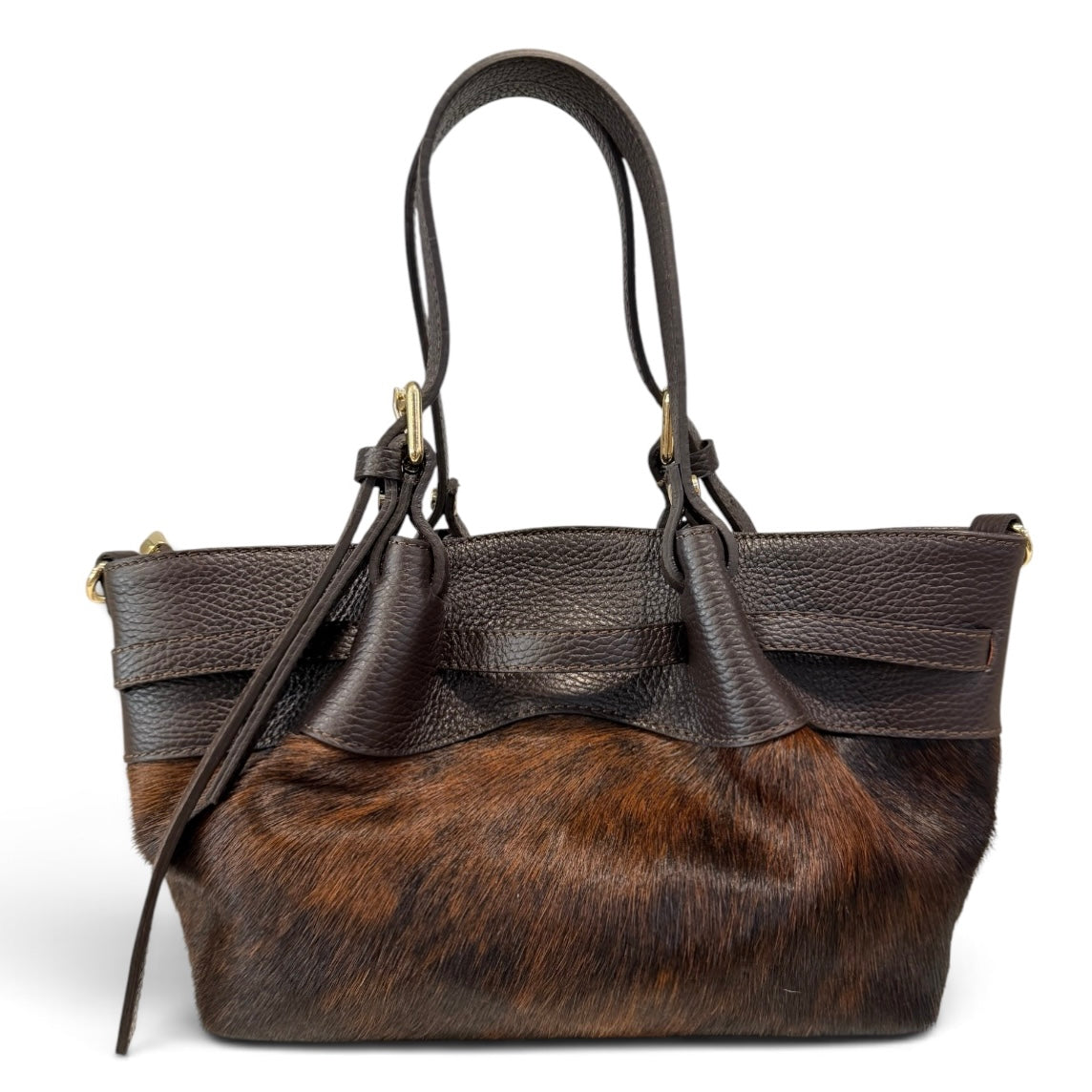 Modarno Borsetta Shopper doppio manico in vera pelle e cavallino lussuoso 33x10x18 cm