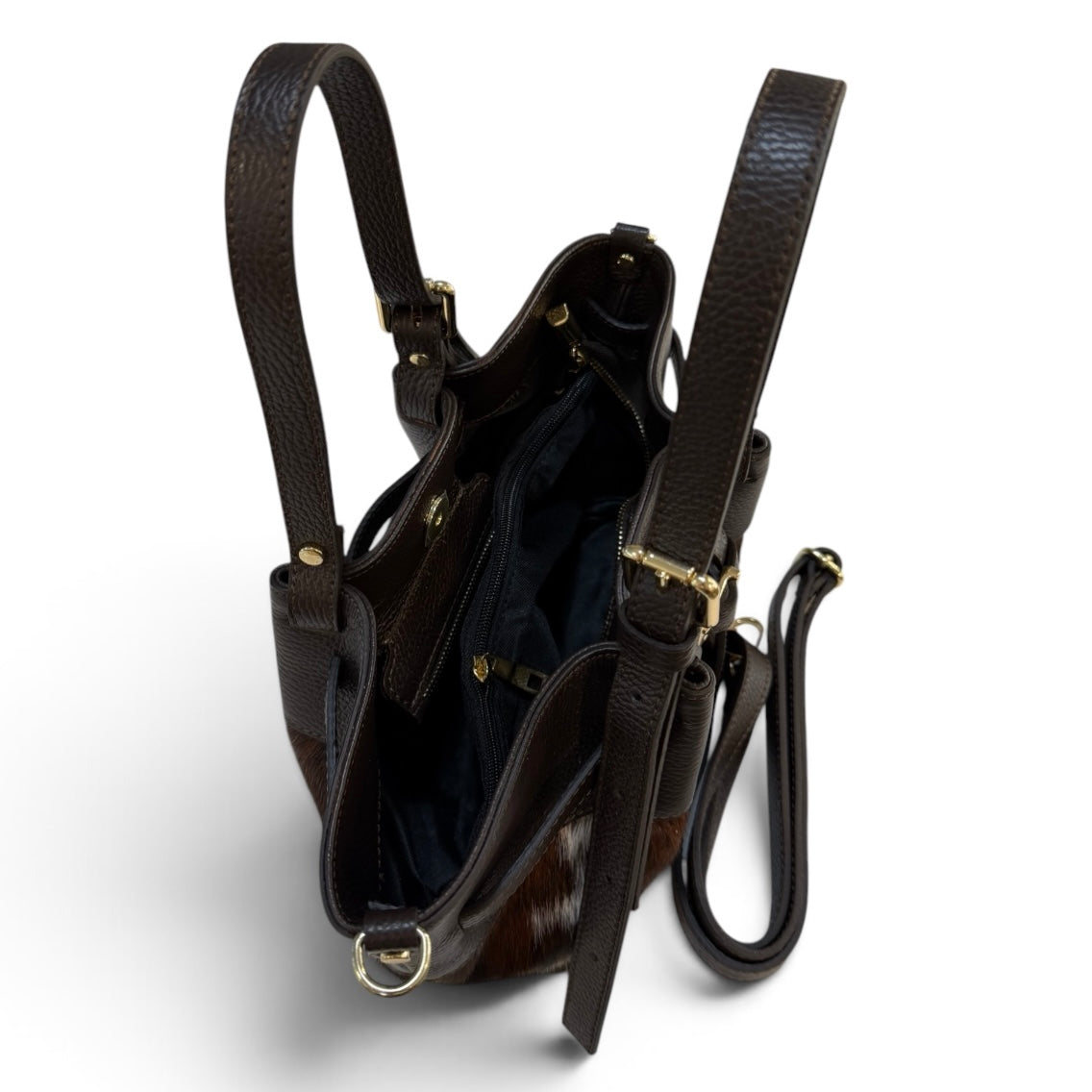 Modarno Borsetta Shopper doppio manico in vera pelle e cavallino lussuoso 33x10x18 cm