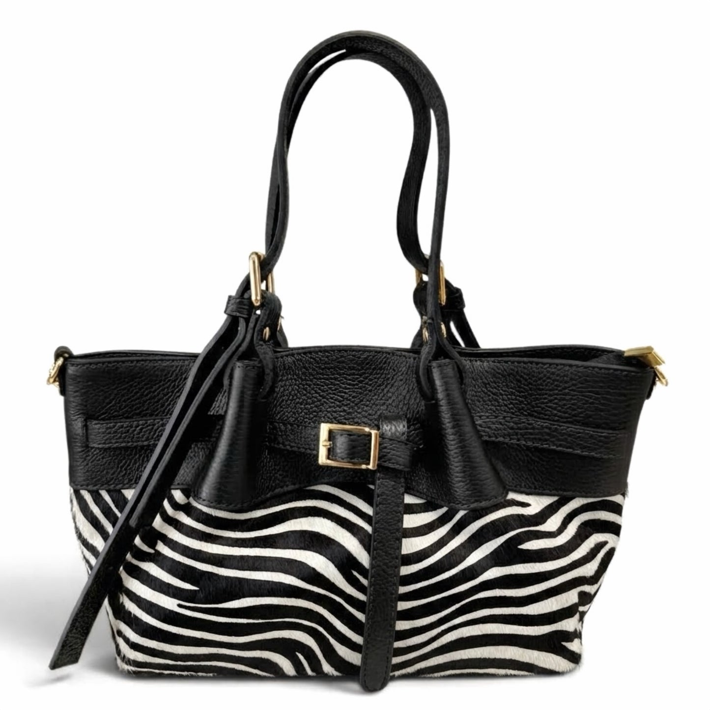 Modarno Borsetta Shopper doppio manico in vera pelle e cavallino lussuoso 33x10x18 cm
