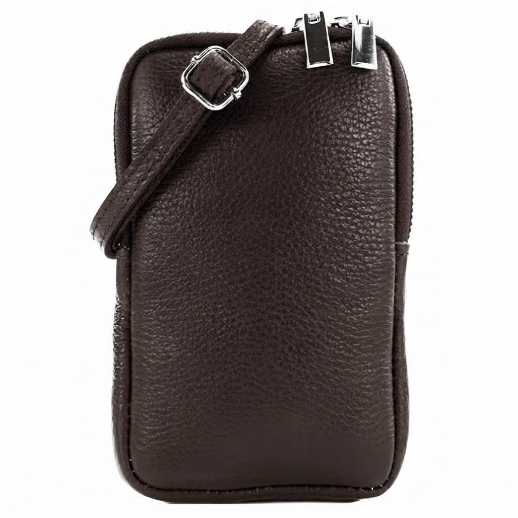 Modarno Piccola Borsa a Tracolla per Cellulare uomo e donna in Vera Pelle 11cm x 2cm x 18cm