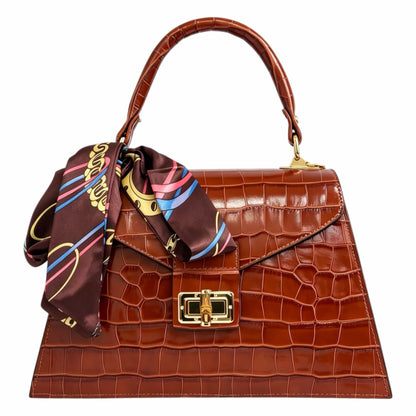 Modarno Borsa donna stampa cocco a trapezio in vera pelle 28x10x17 cm