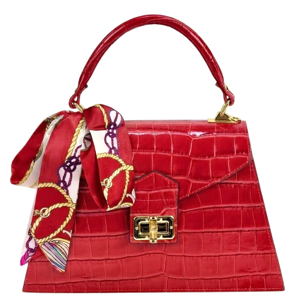 Modarno Borsa donna stampa cocco a trapezio in vera pelle 28x10x17 cm