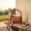 Modarno Borsetta a Mano Piccola In Vera Pelle Made in Italy Con Manico Intrecciato 26x10x16 cm