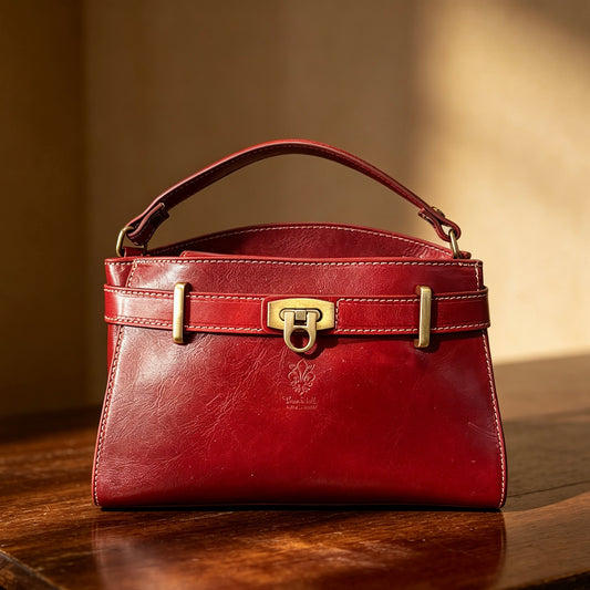 Modarno Borsa a mano e tracolla Vintage in pelle vacchetta 26x12x17 cm