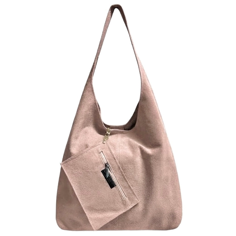 Modarno Borsa a tracolla da donna in pelle scamosciata pochette, borsa a tracolla, shopper, da donna, in vera pelle