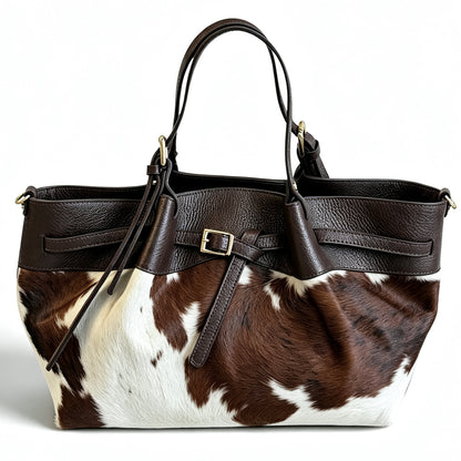 Modarno Borsa Shopper doppio manico XL in pelle e cavallino lussuoso 43x14x23 cm