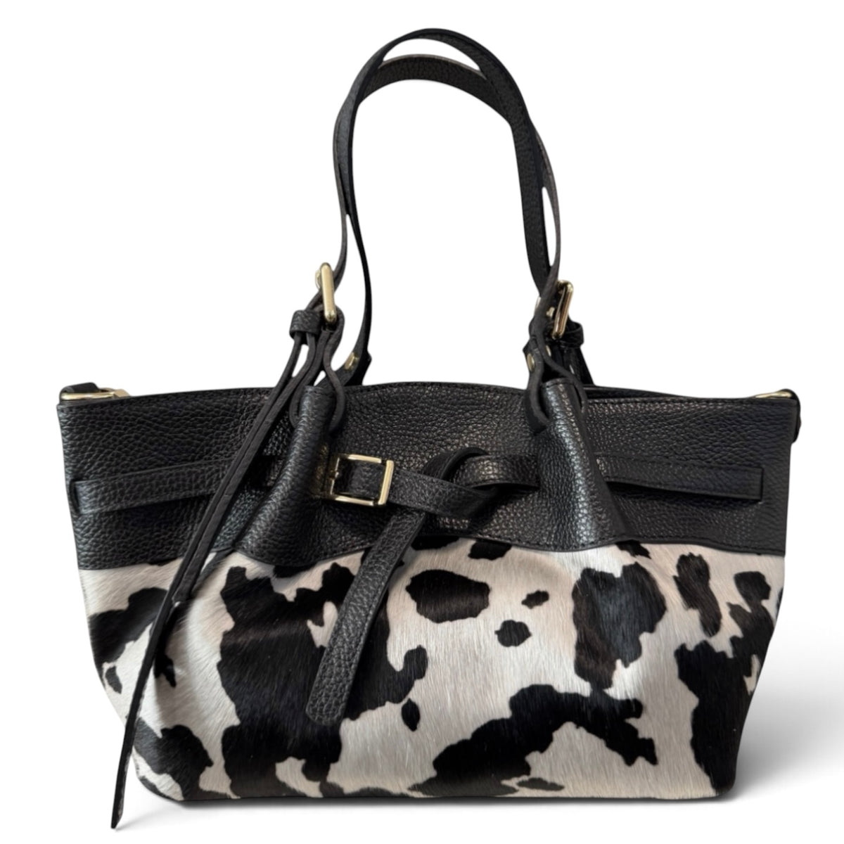 Modarno Borsetta Shopper doppio manico in vera pelle e cavallino lussuoso 33x10x18 cm