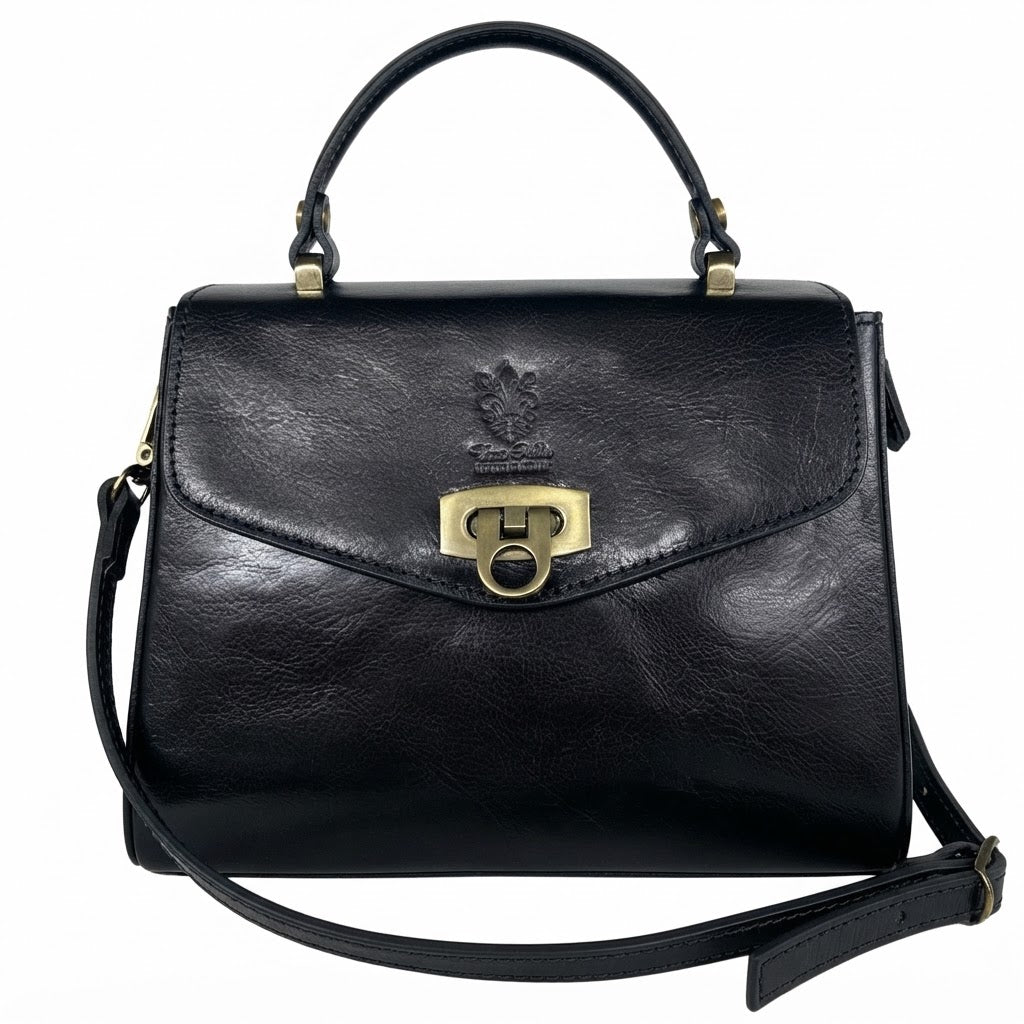 Modarno Borsa donna a mano e tracolla in vera pelle Vacchetta 22x11x17 cm