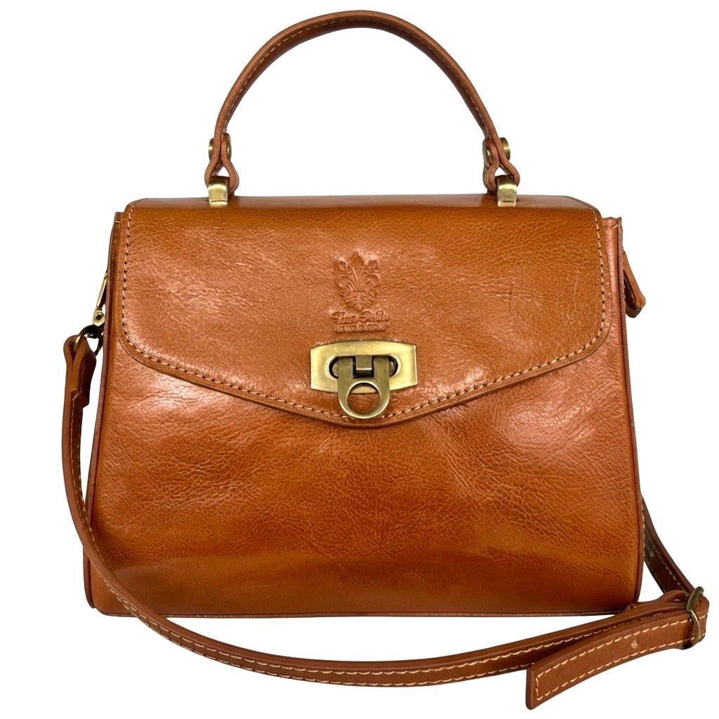 Modarno Borsa donna a mano e tracolla in vera pelle Vacchetta 22x11x17 cm