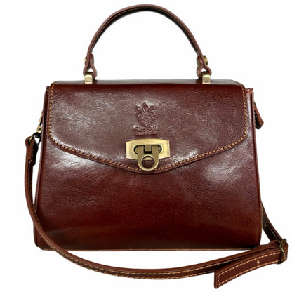 Modarno Borsa donna a mano e tracolla in vera pelle Vacchetta 22x11x17 cm