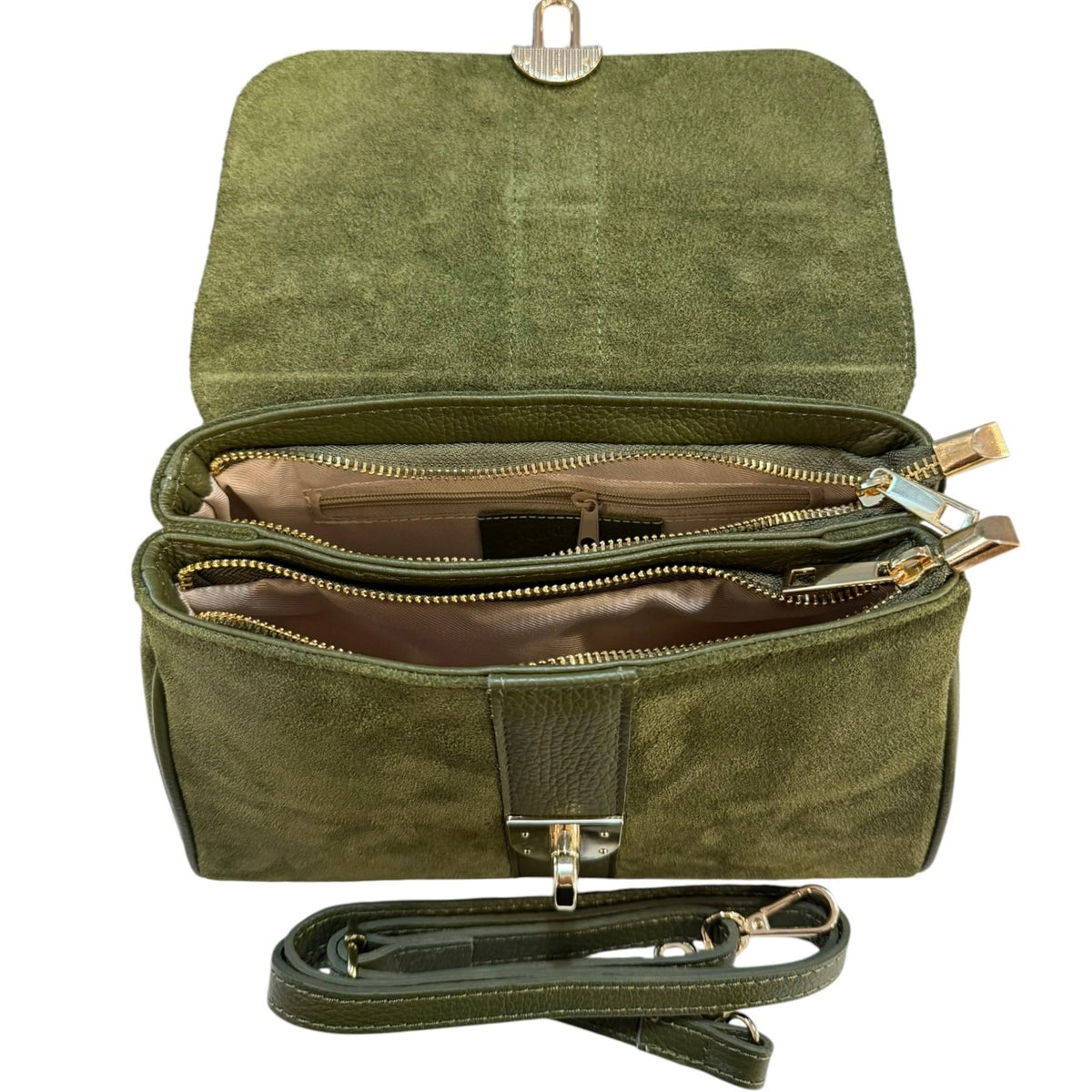 Modarno Borsa donna a mano/tracolla in Camoscio vera pelle 26x12x16 cm