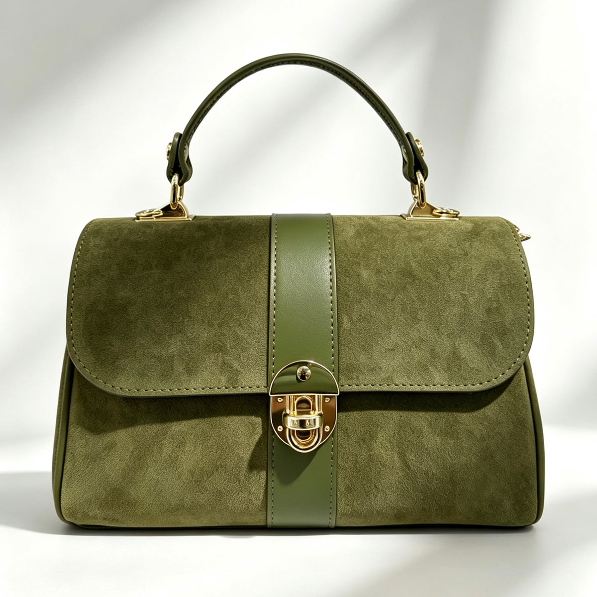 Modarno Borsa donna a mano/tracolla in Camoscio vera pelle 26x12x16 cm