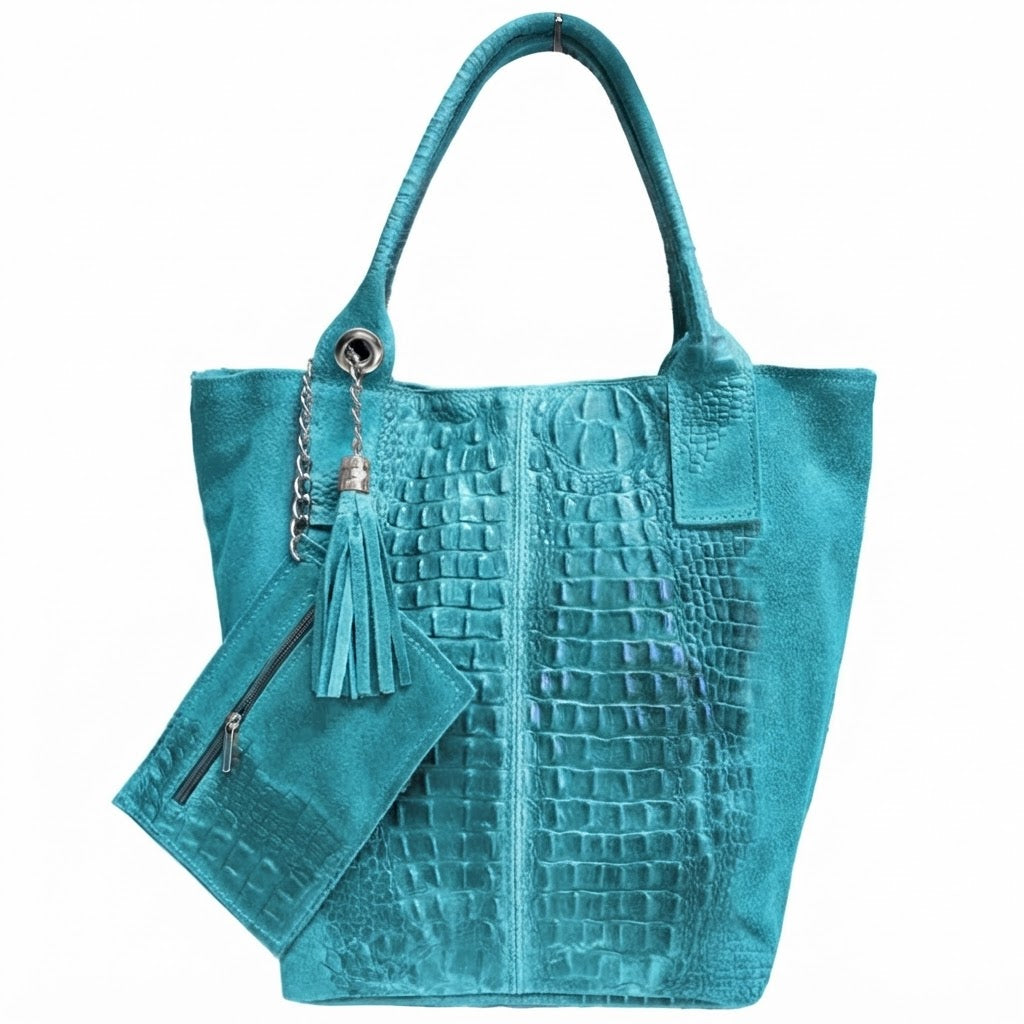 Modarno Borsa donna a mano in camoscio Effetto Cocco 26x16x35 cm