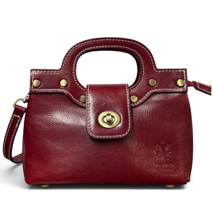 Modarno Borsetta donna a mano e tracolla in vera pelle vacchetta 21x8x14 cm
